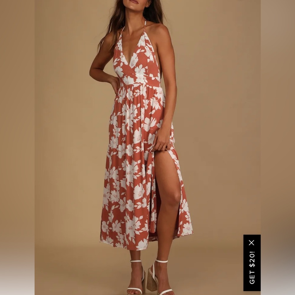 Lulus Floral Halter Midi Dress size small